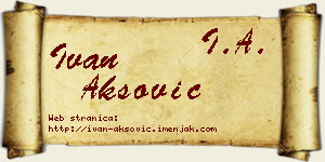 Ivan Aksović vizit kartica